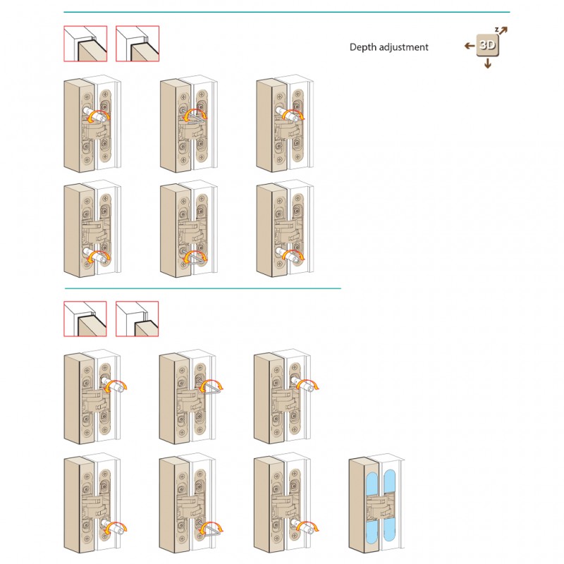 3D ADJUSTABLE CONCEALED DOOR HINGE 134x24 / NICKEL